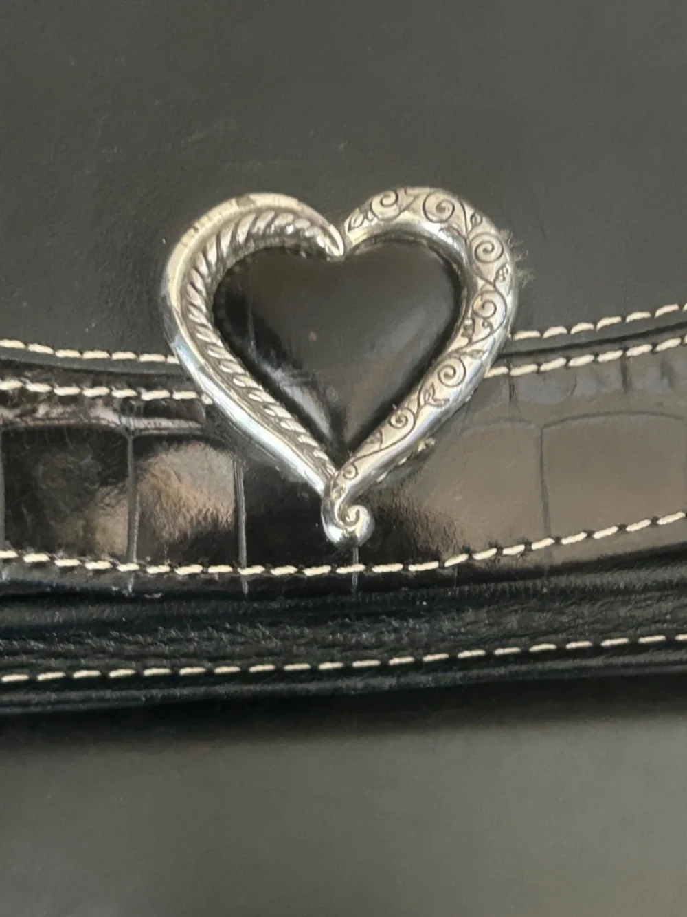 Brighton Heritage Black Leather Heart Wallet.